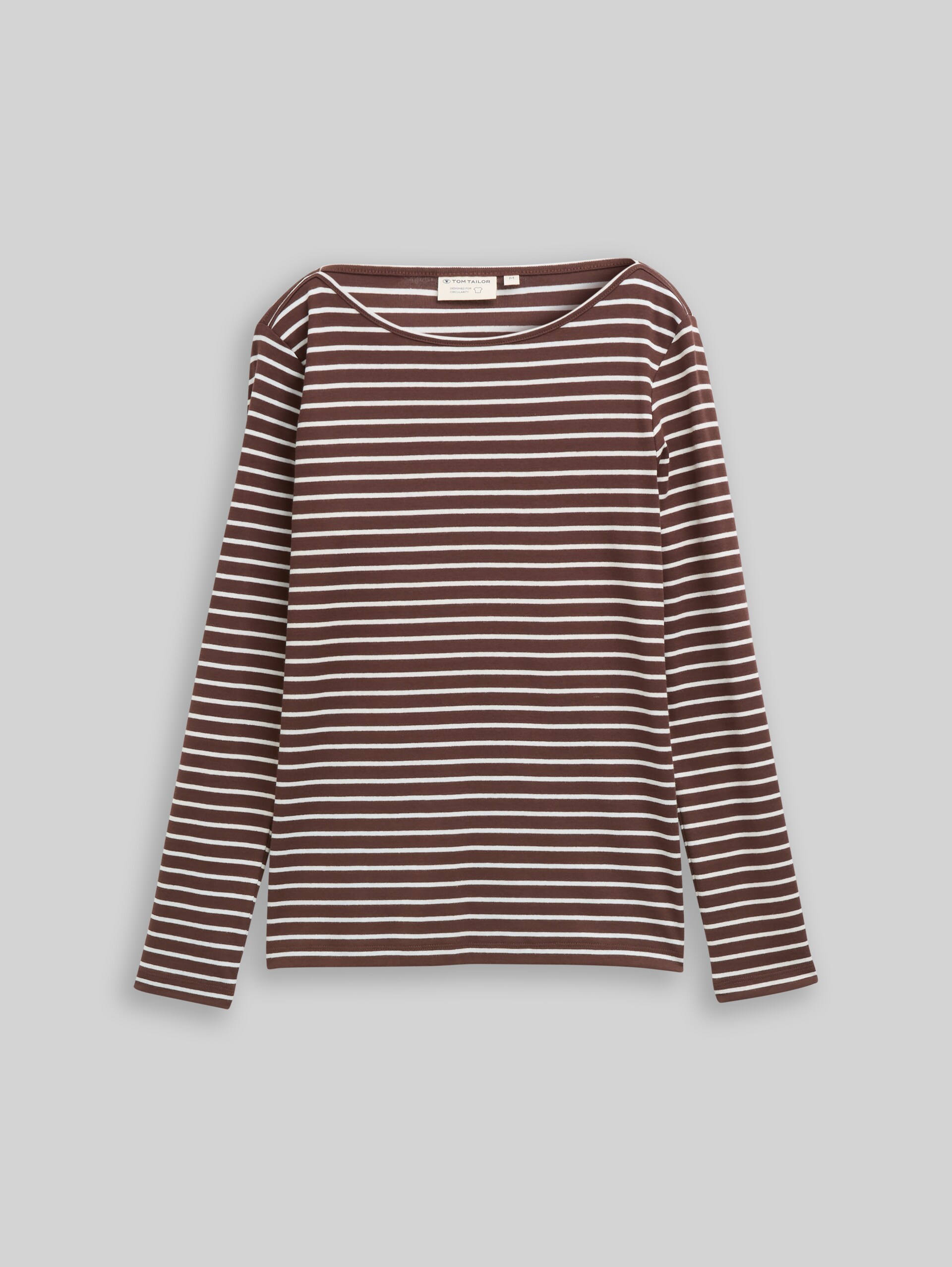 T-shirt met lange mouwen en streepmotief - brown offwhite tee stripe - Product vooraanzicht