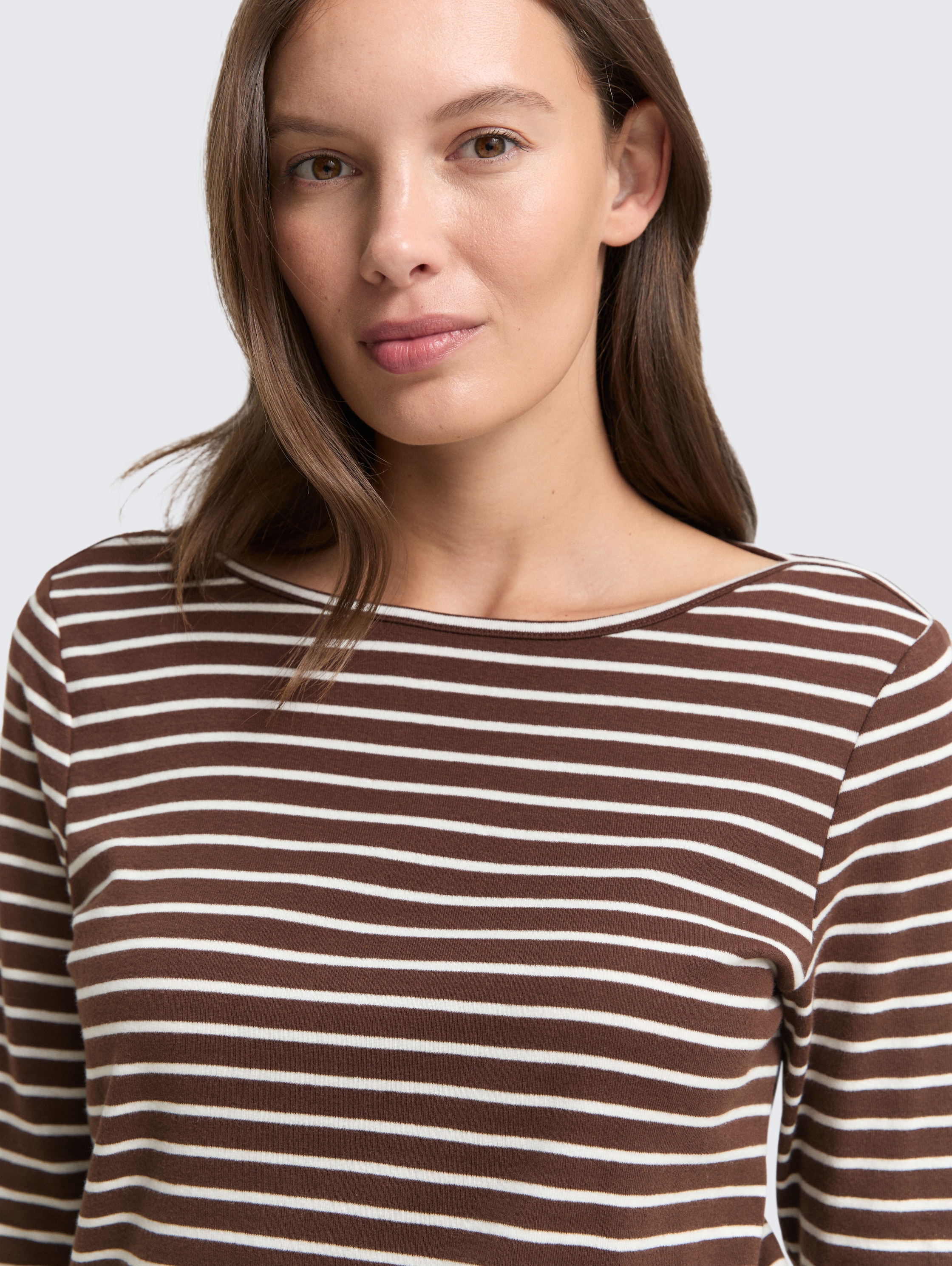 Shirt met lange mouwen en streepjesmotief - brown_offwhite_tee_stripe - 