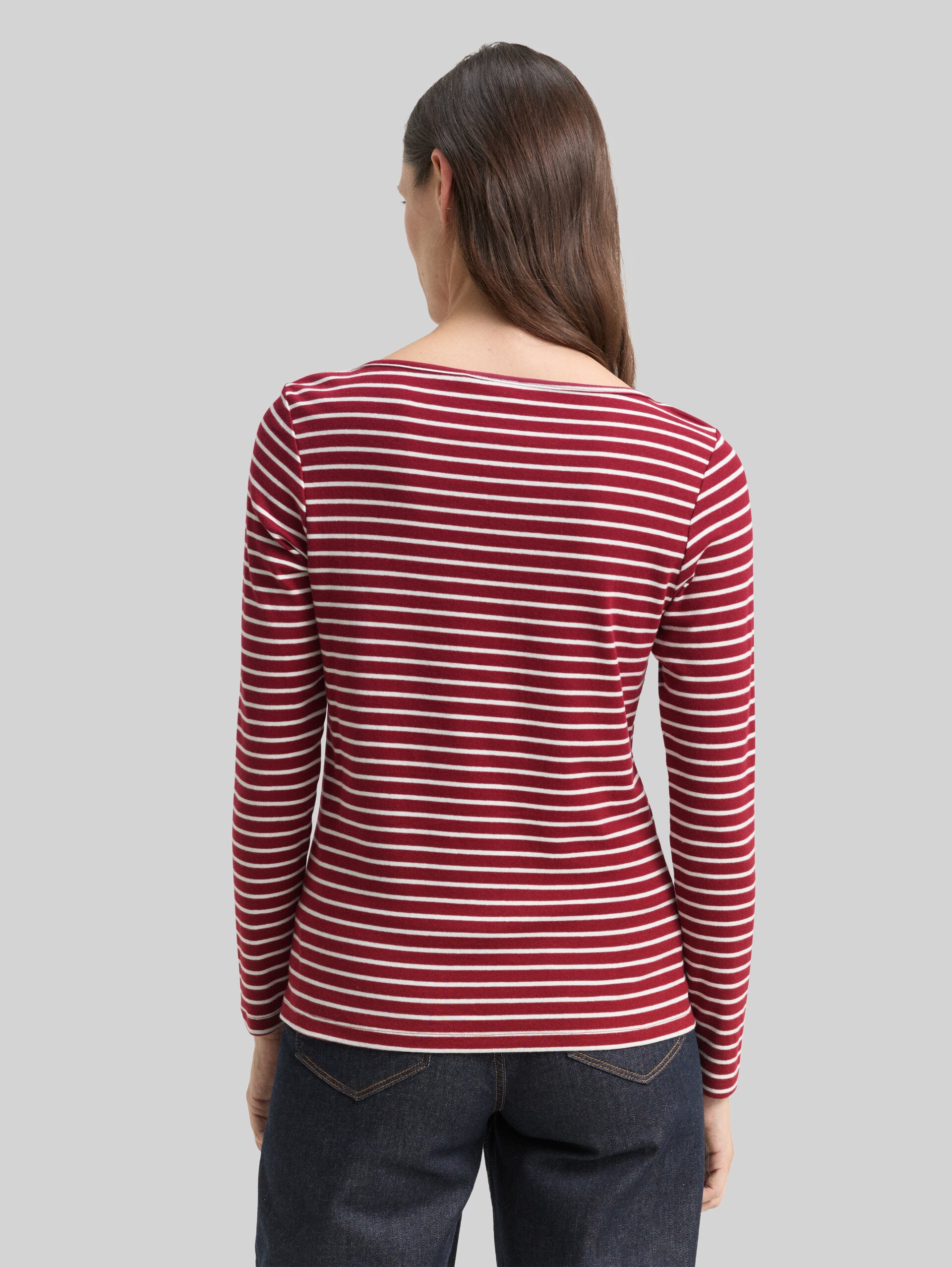 T-shirt met lange mouwen en streepmotief - red offwhite stripe - Neklijn model-achteraanzicht