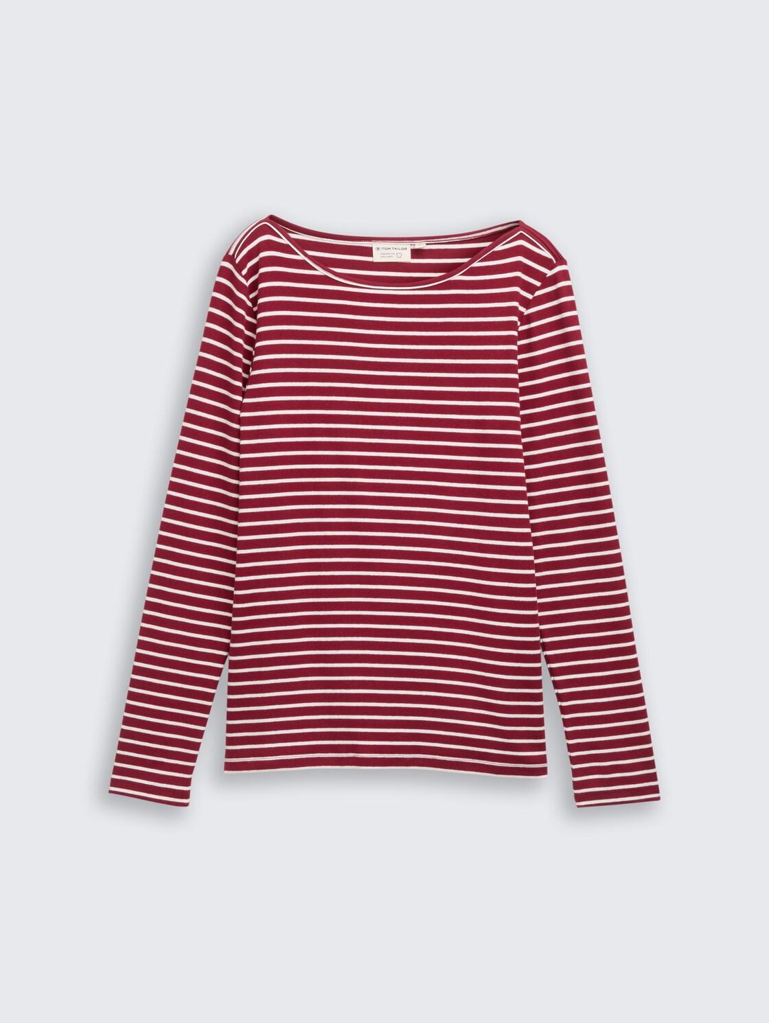 Long-sleeved T-shirt with striped pattern - red offwhite stripe - Front product view