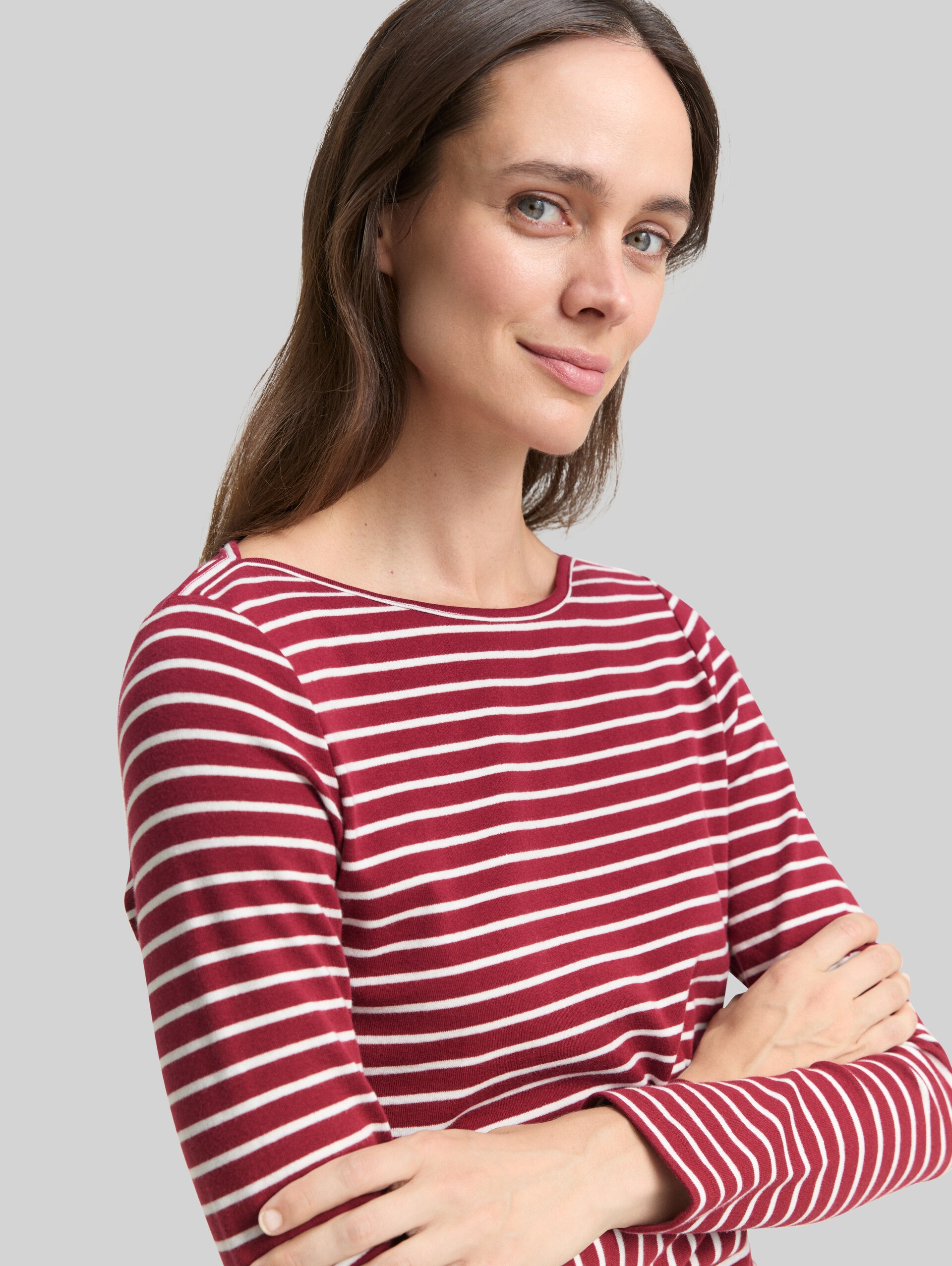 T-shirt met lange mouwen en streepmotief - red offwhite stripe - Detailaanzicht model