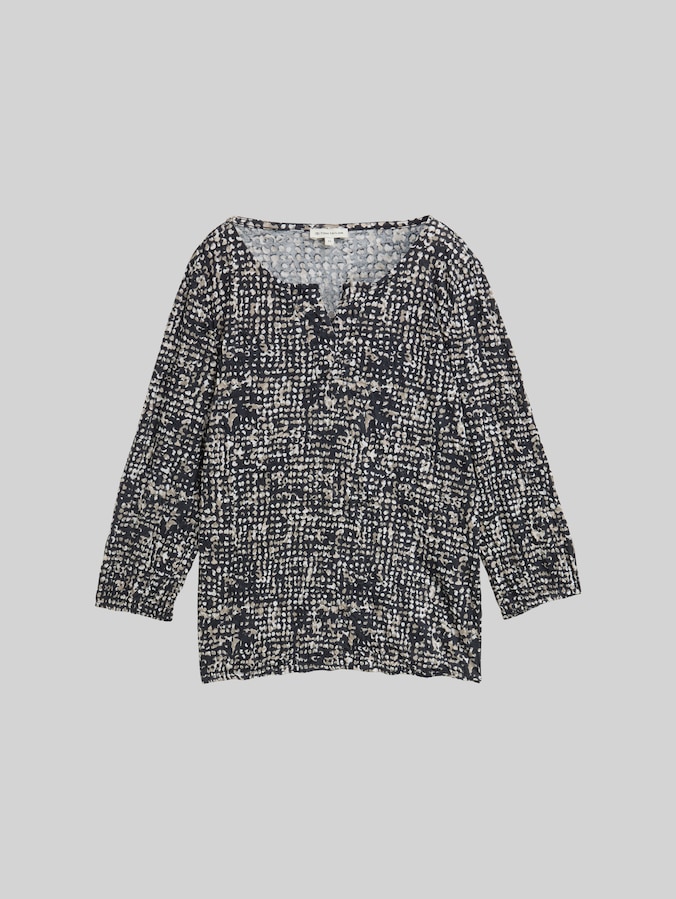 Crinkle blouse shirt with pattern by Women, navy abstract dot design
