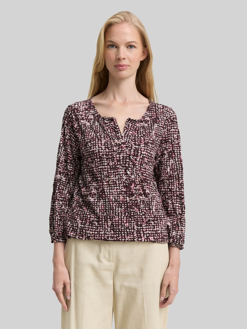 Crinkle Blusenshirt mit Muster von Women, dark red abstract dot design