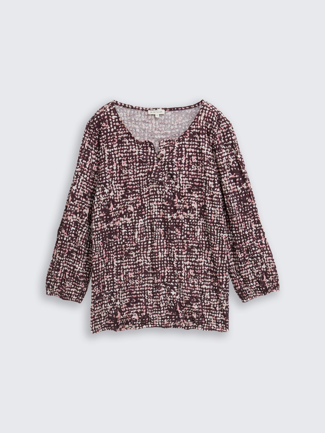 Crinkle Blusenshirt mit Muster - dark red abstract dot design - Vorder-Produkt-Ansicht