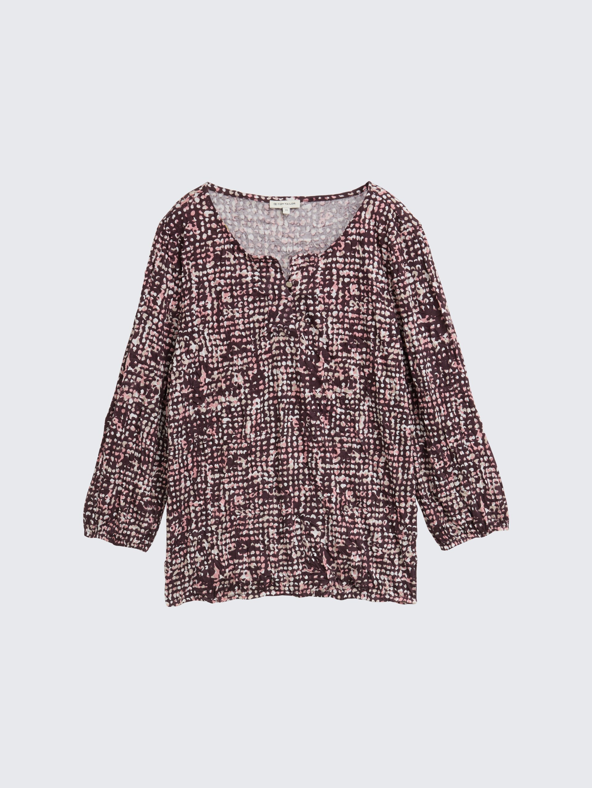 Crinkle Blusenshirt mit Muster - dark red abstract dot design - Vorder-Produkt-Ansicht
