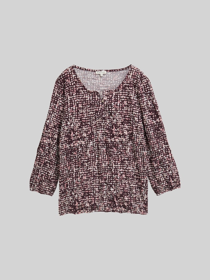 Crinkle blouse met patroon door Women, dark red abstract dot design