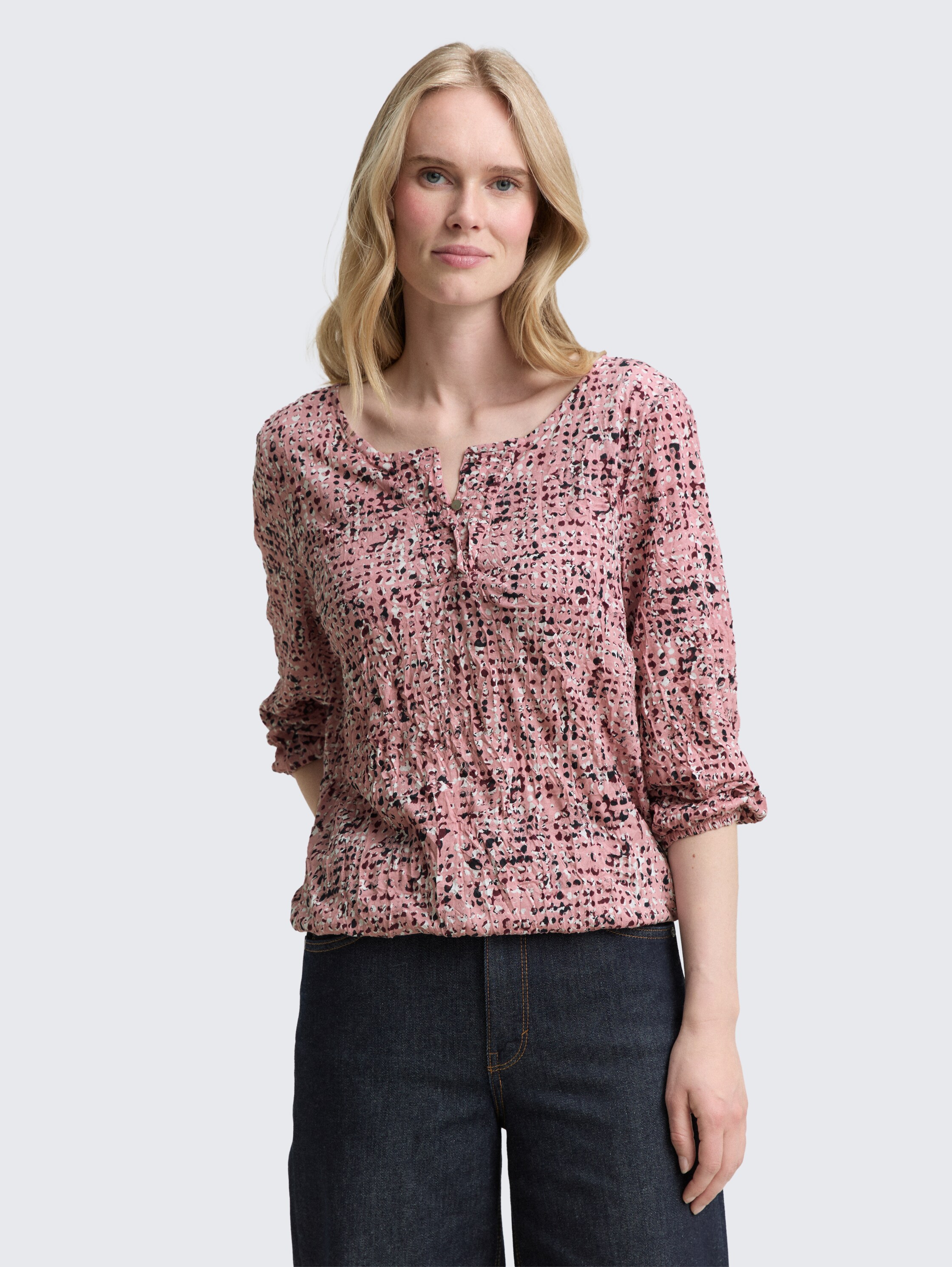 Crinkle Blusenshirt mit Muster - rose_abstract_dot_design - 