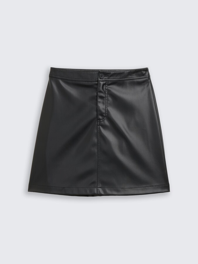 Mini-Rock in Leder-Optik von Denim Female, deep black