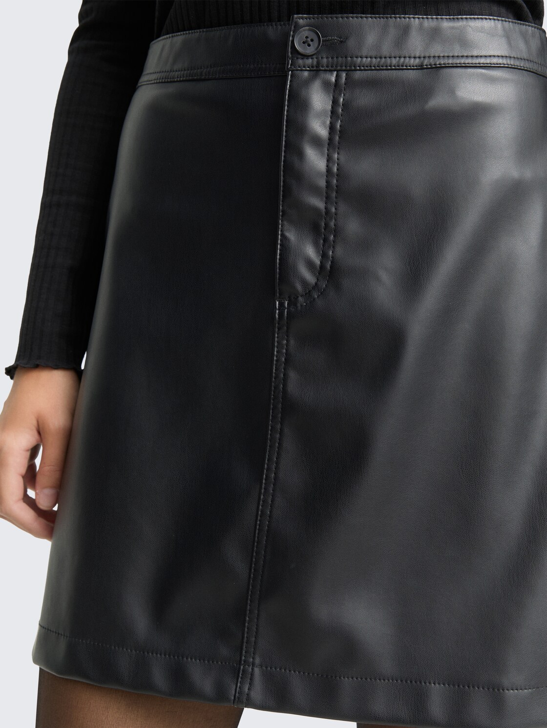 Mini-Rock in Leder-Optik - deep black - Detail-Model-Ansicht