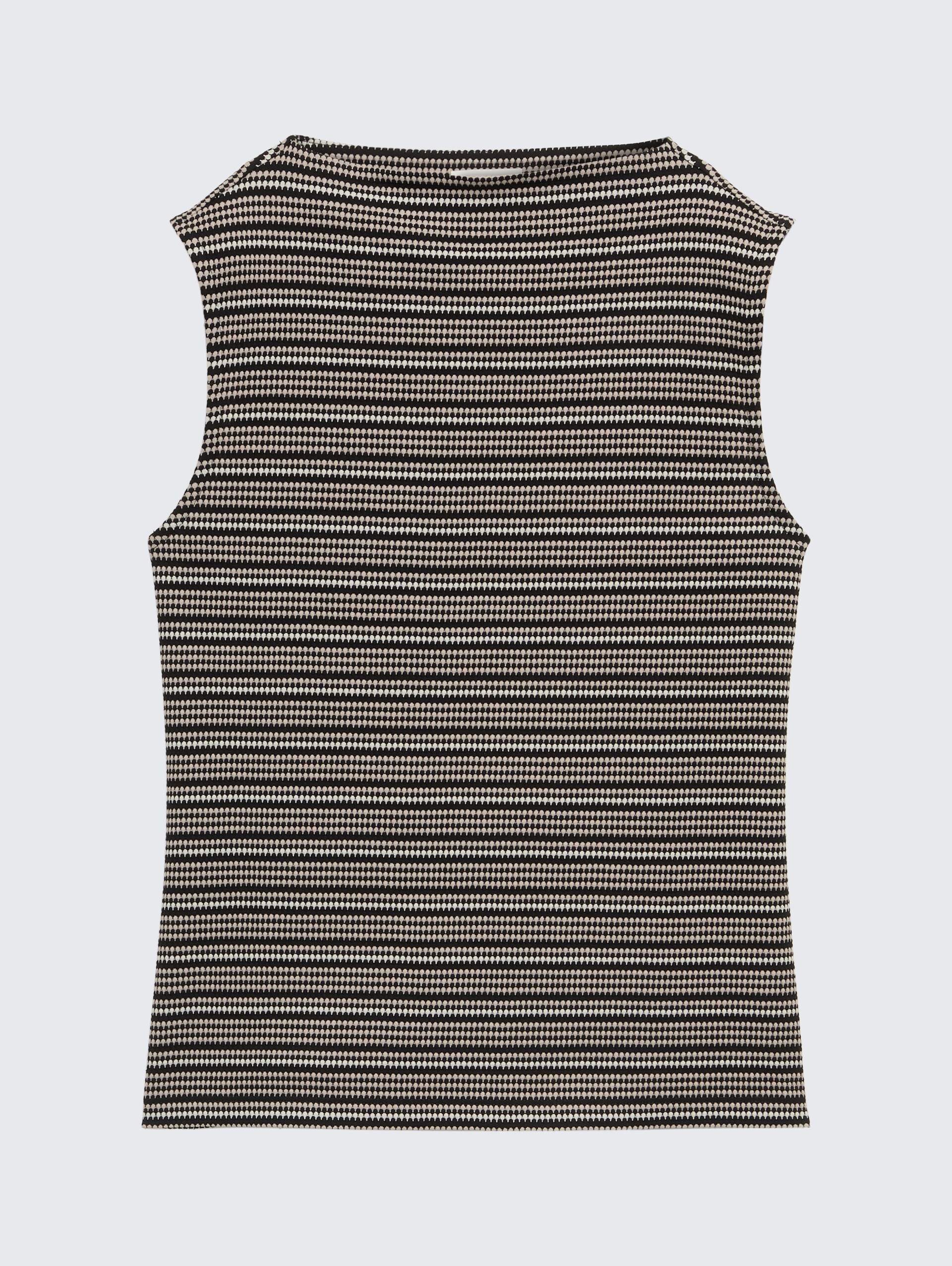 Jacquard Top mit Stehkragen - black knit structure stripe - Vorder-Produkt-Ansicht