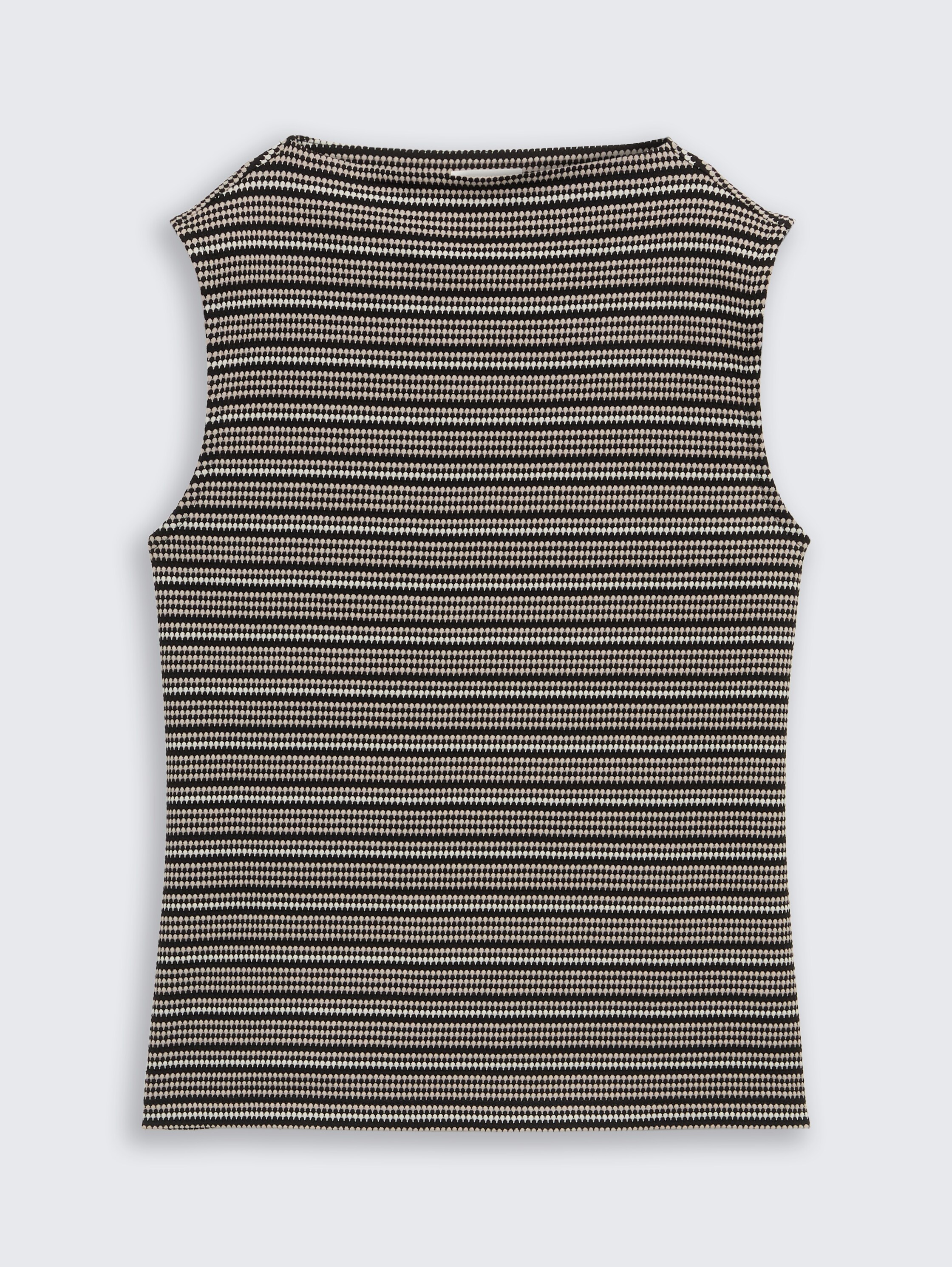 Jacquard Top mit Stehkragen - black_knit_structure_stripe - 