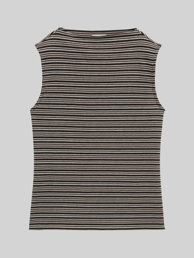 Jacquard Top mit Stehkragen von Women, black knit structure stripe