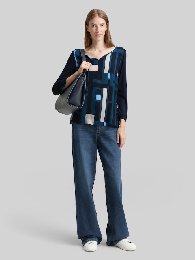 Shirt met lange mouwen in een materialenmix door Women, Lunar Eclipse