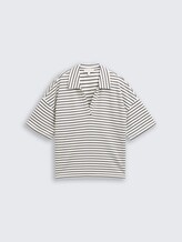 Boxy Fit T-Shirt mit Polokragen - offwhite navy tee stripe - Vorder-Produkt-Ansicht
