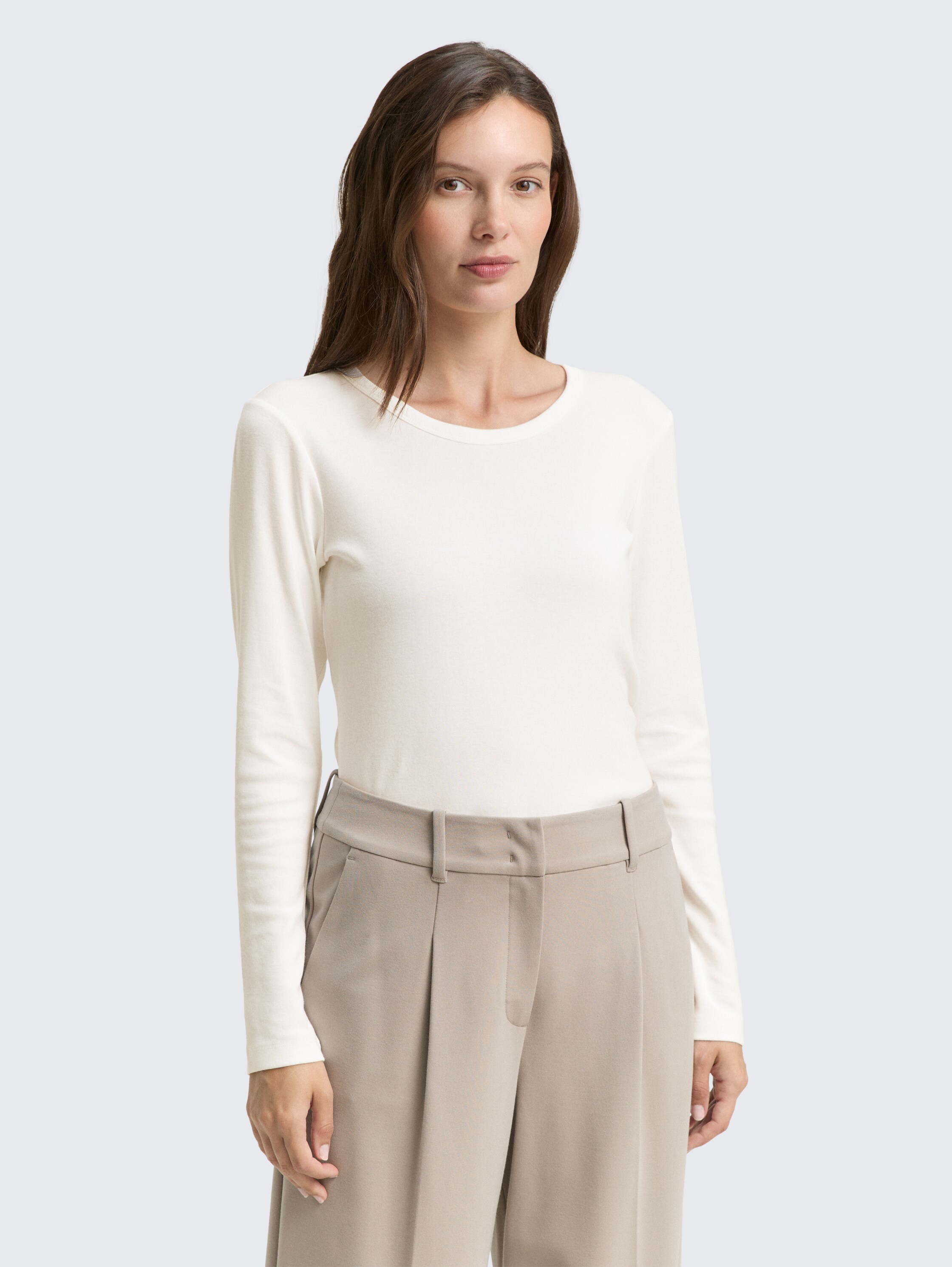 Basic Slim Fit Langarmshirt - whisper_white - 