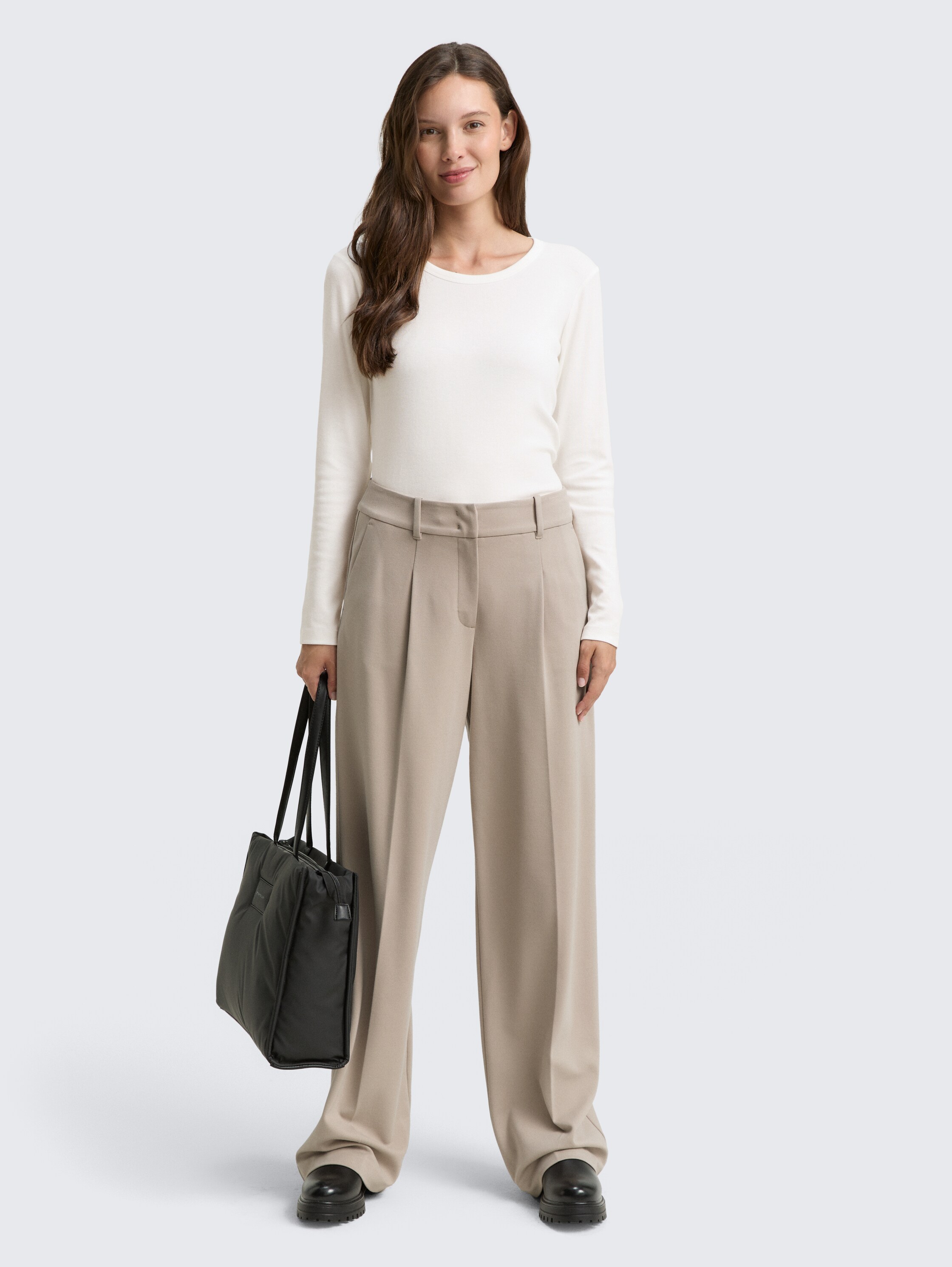 Basic Slim Fit Langarmshirt - whisper_white - 