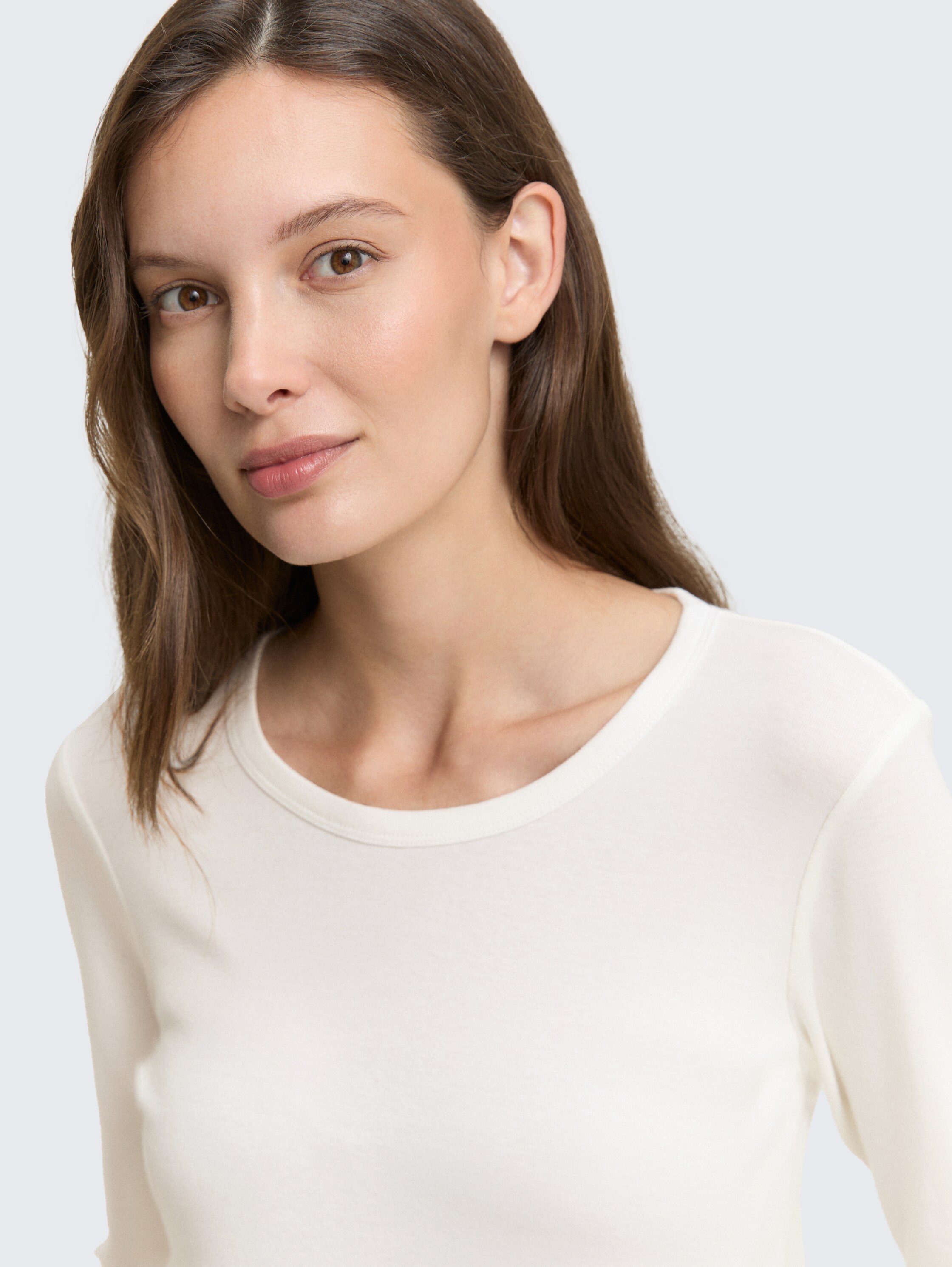 Basic Slim Fit Langarmshirt - whisper_white - 