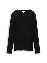 Ausgewählt, Basic Slim Fit Langarmshirt von Tom Tailor, schwarz