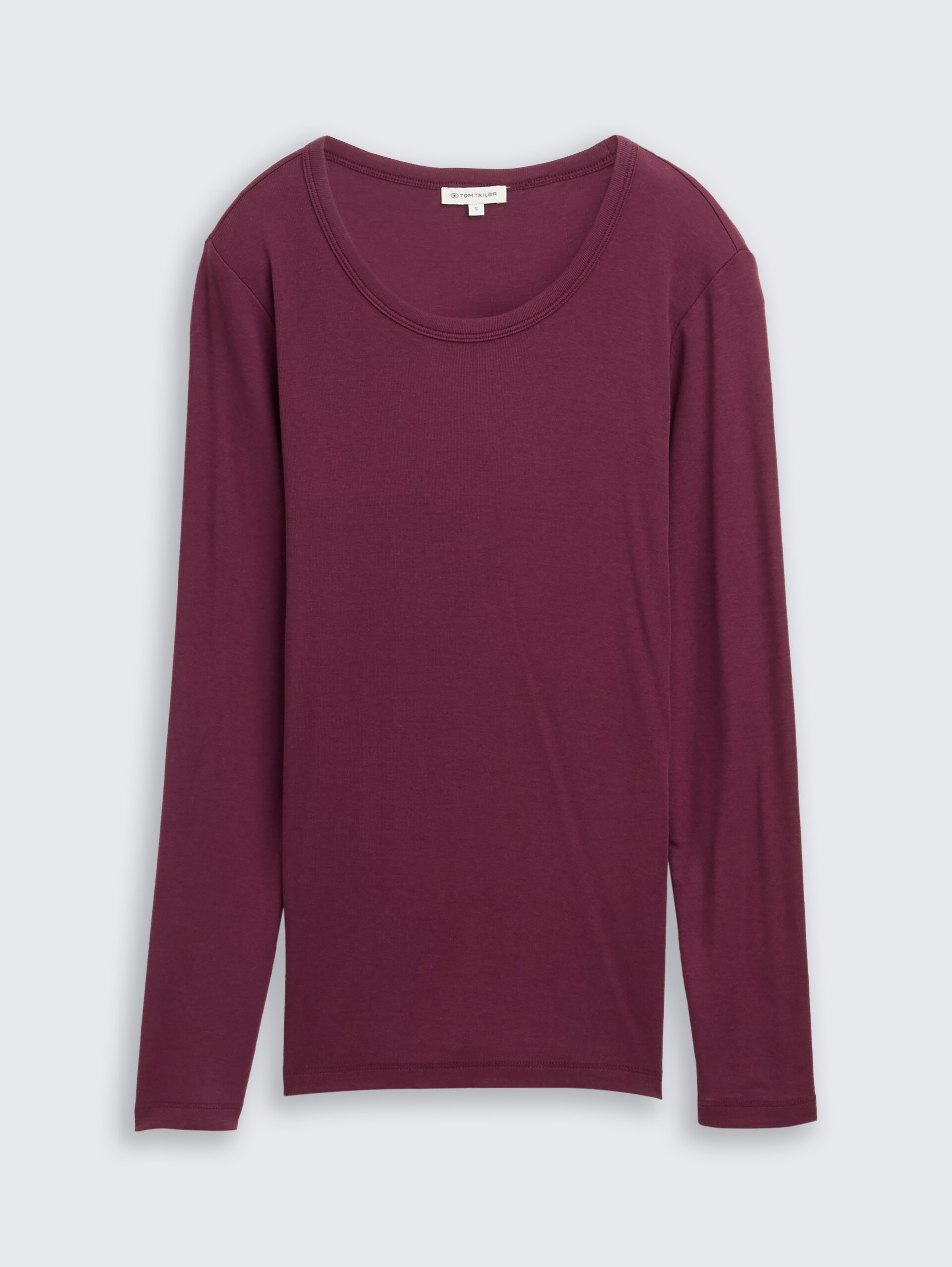 Basic Slim Fit Langarmshirt - bordeaux red - Vorder-Produkt-Ansicht