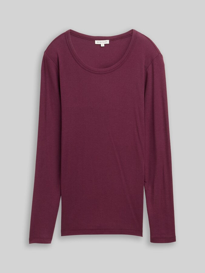 Basic slim fit shirt met lange mouwen door Women, bordeaux red