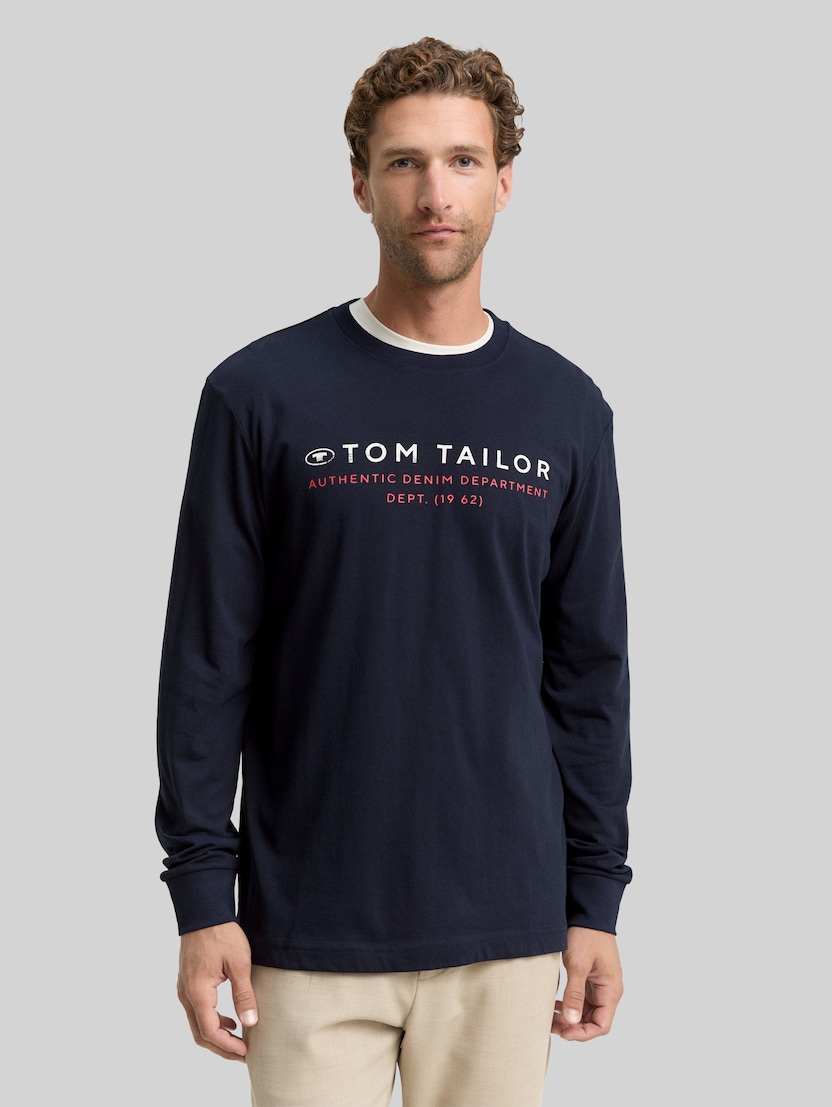 T-shirt met lange mouwen en logoprint door Men, sky captain blue