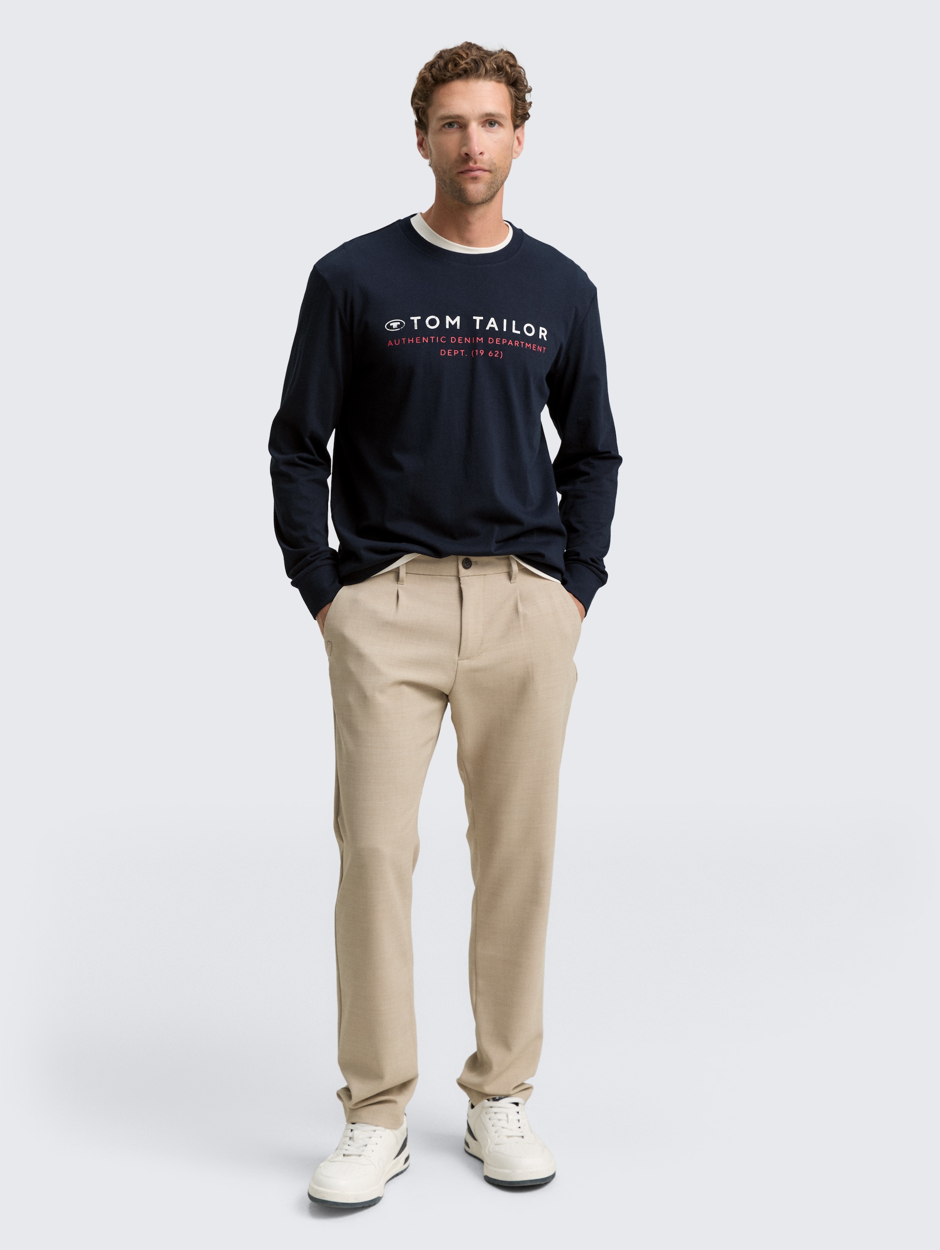 Langarmshirt mit Logo-Print - sky captain blue - Model-Vorderansicht