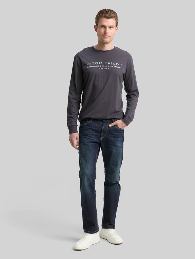 Felpa Denim Manica Lunga TOM TAILOR DENIM Pullover - Midnight Forest Green Mélange/gris Felpa Denim Maniche Lunghe Uomo
