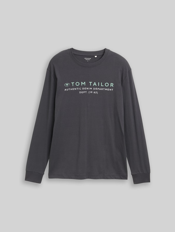 T-shirt met lange mouwen en logo-print door Men, Tarmac Grey