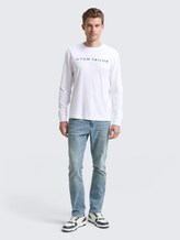Top à manches longues avec logo imprimé - White - Vue de face du modèle