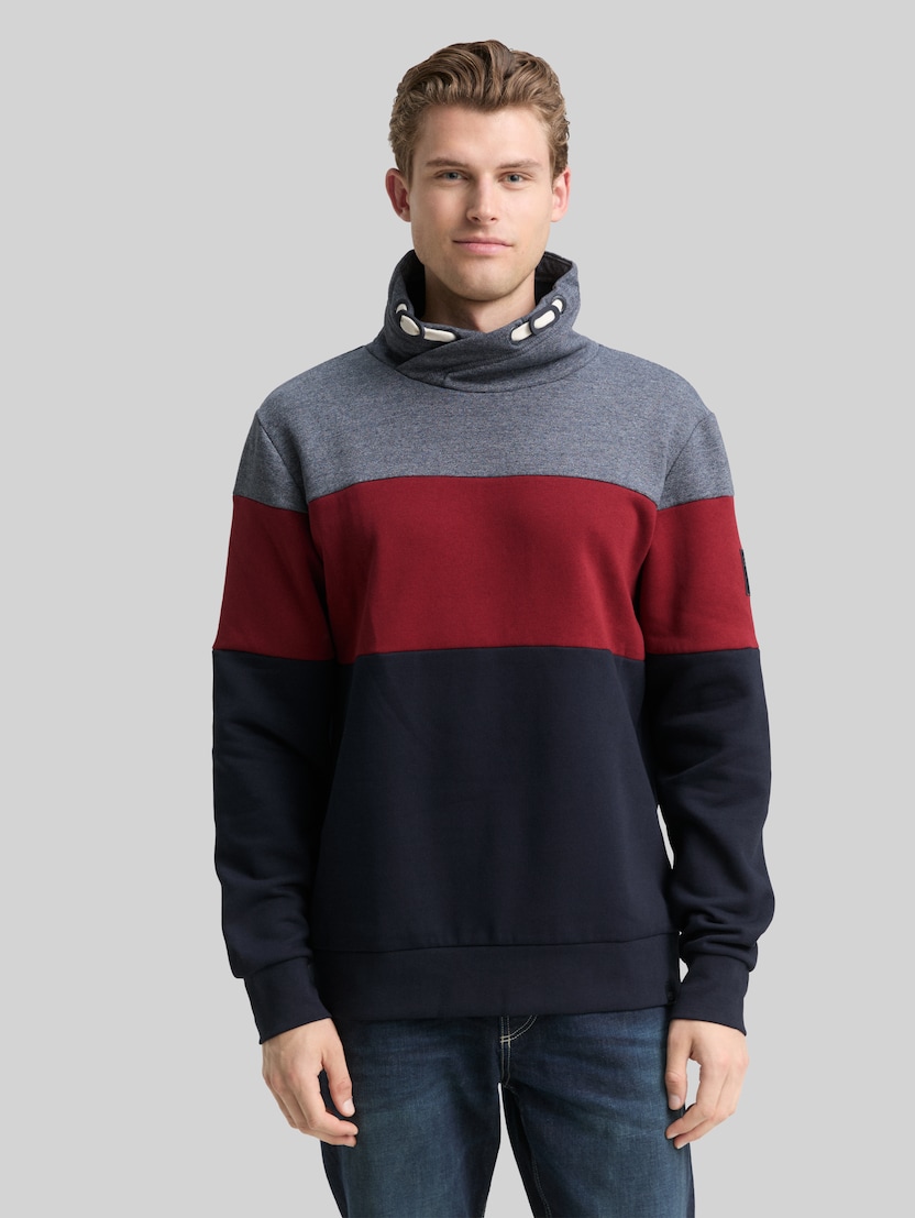 Snood Sweatshirt mit Colour Blocking von Men, Cabarnet Bordeaux Red