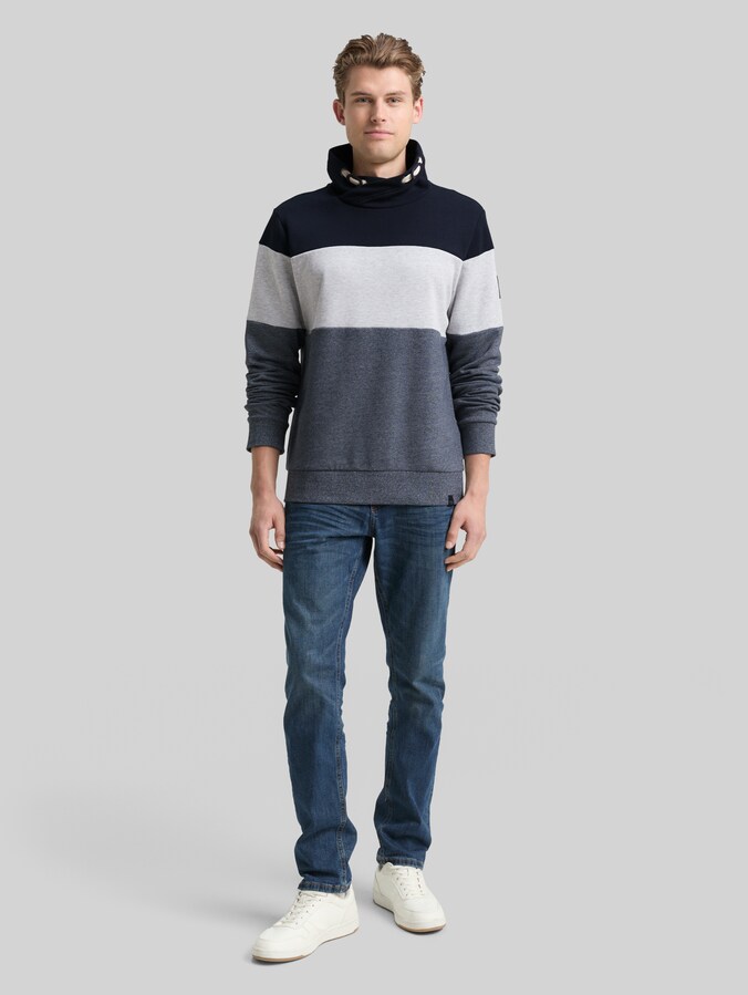 Snood Sweatshirt mit Colour Blocking von Men, navy grindle structure