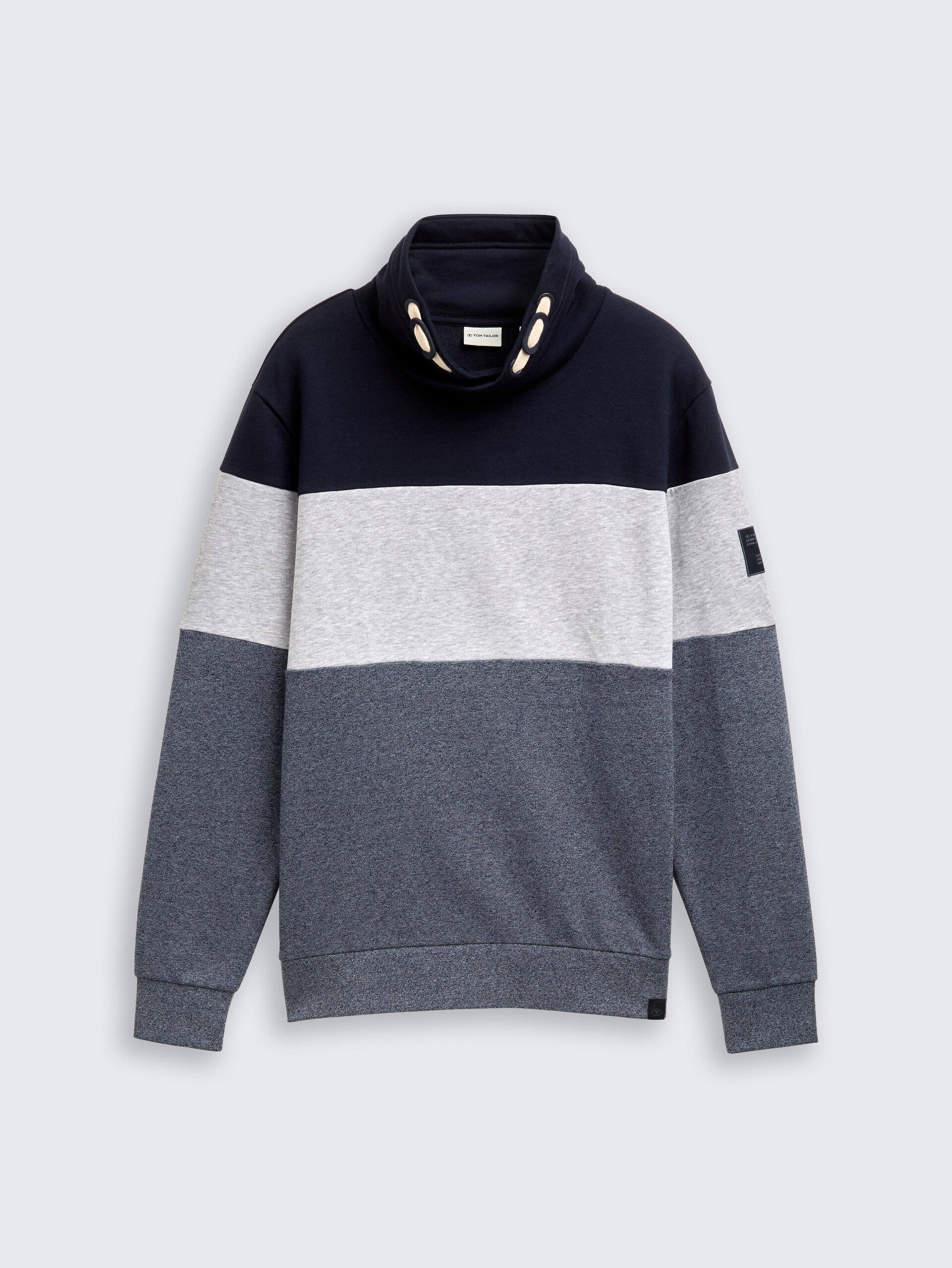 Snood Sweatshirt mit Colour Blocking - navy grindle structure - Vorder-Produkt-Ansicht