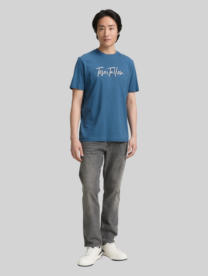 T-Shirt mit Logo-Print von Men, real teal blue