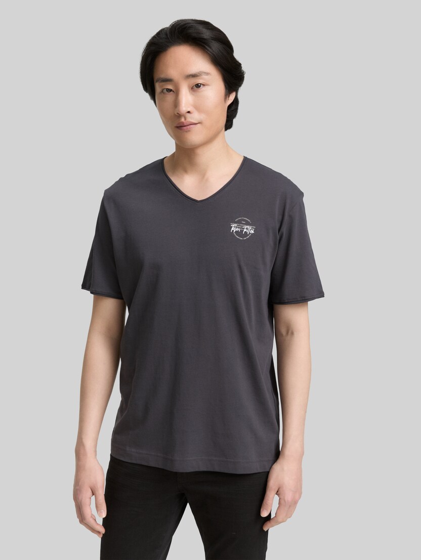 T-Shirt mit V-Ausschnitt von Men, Tarmac Grey