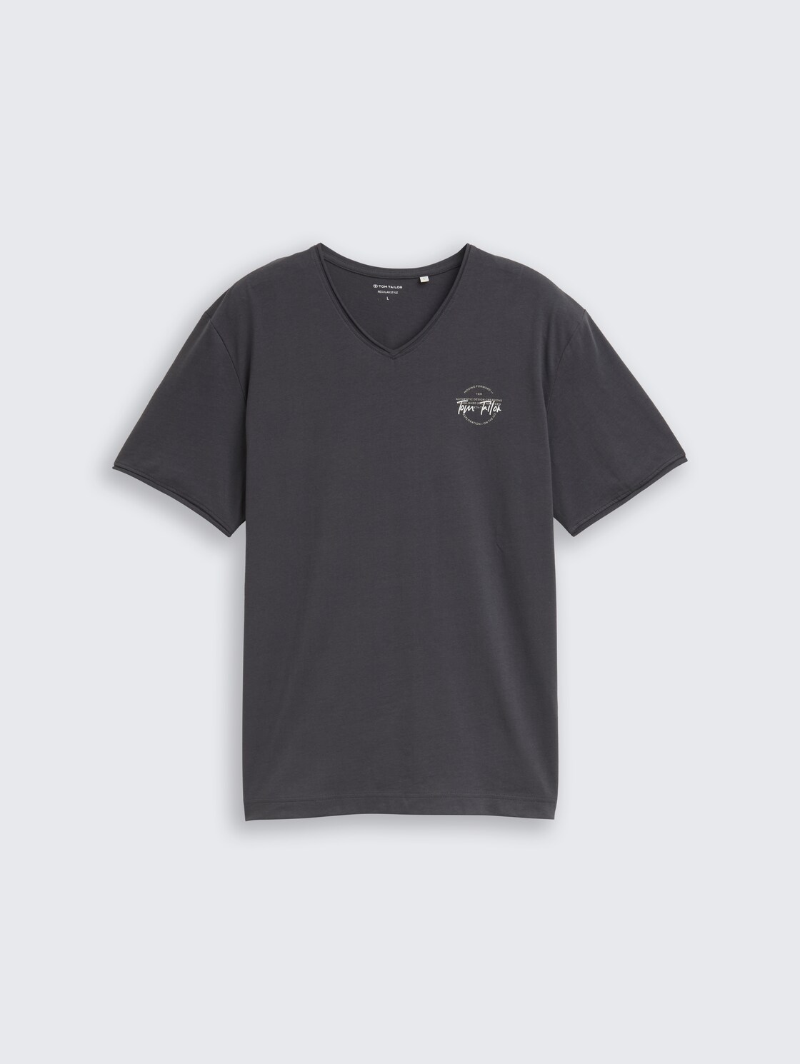 T-Shirt mit V-Ausschnitt - Tarmac Grey - Vorder-Produkt-Ansicht