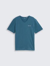 T-shirt à col en V - real teal blue - Vue de face du produit