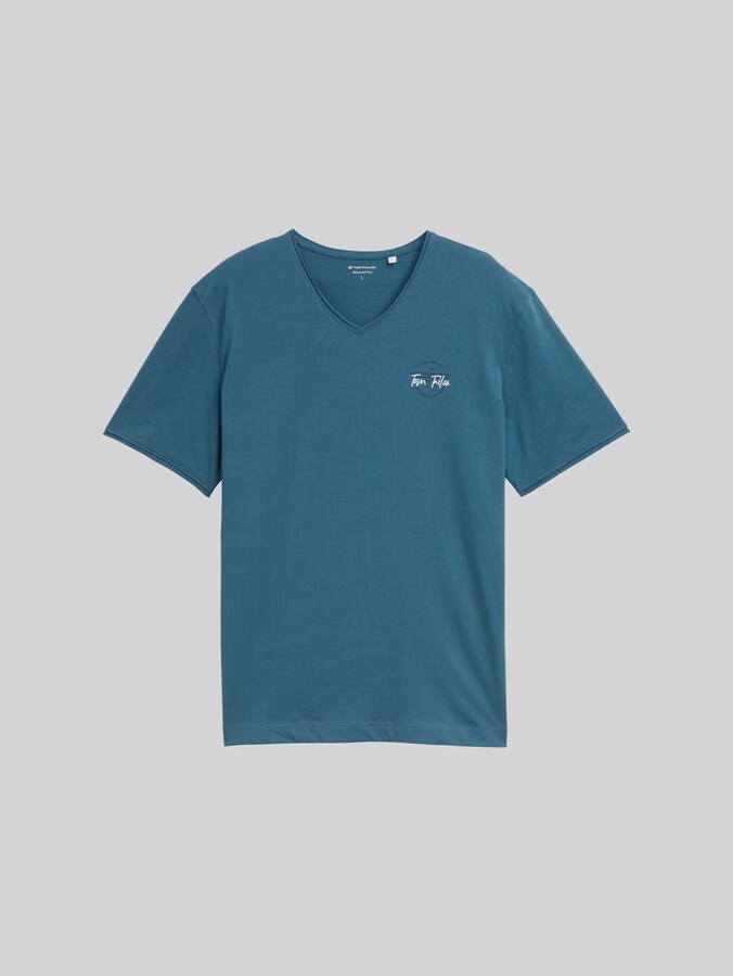 T-Shirt mit V-Ausschnitt von Men, real teal blue