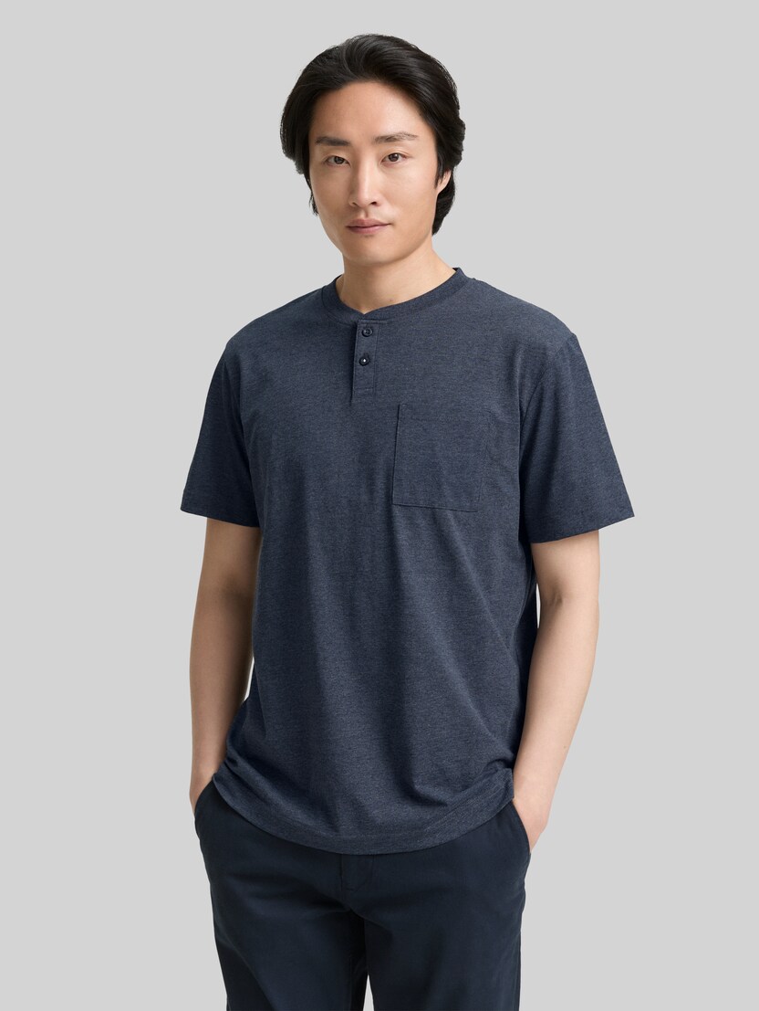 Henley T-Shirt mit Brusttasche von Men, sky captain blue white melange