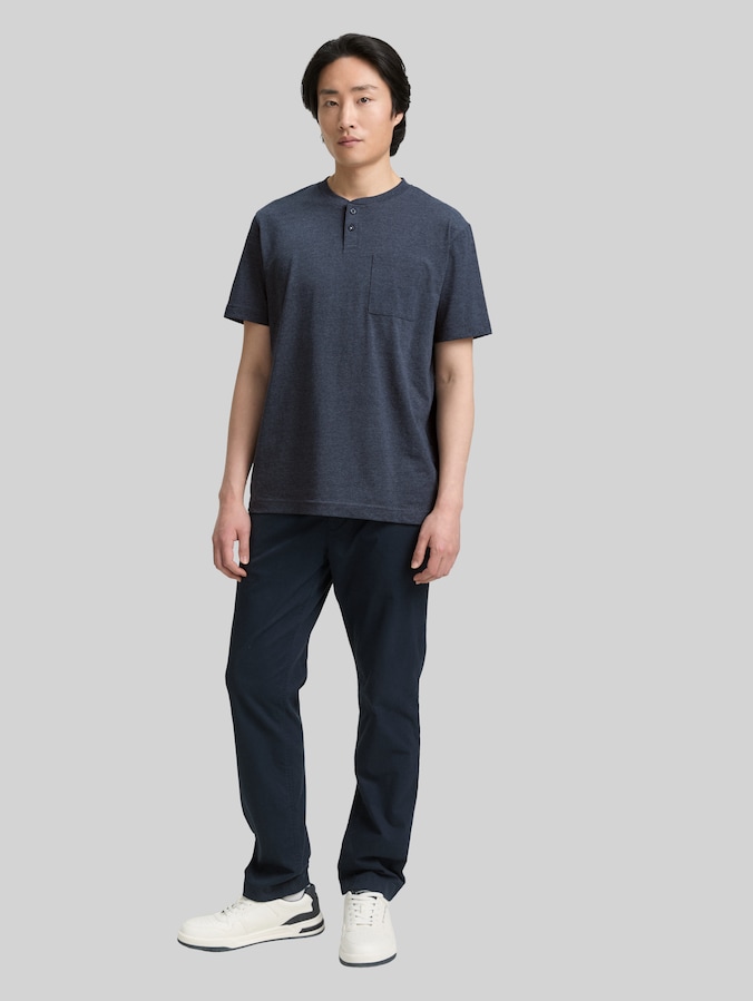 Henley T-Shirt mit Brusttasche von Men, sky captain blue white melange