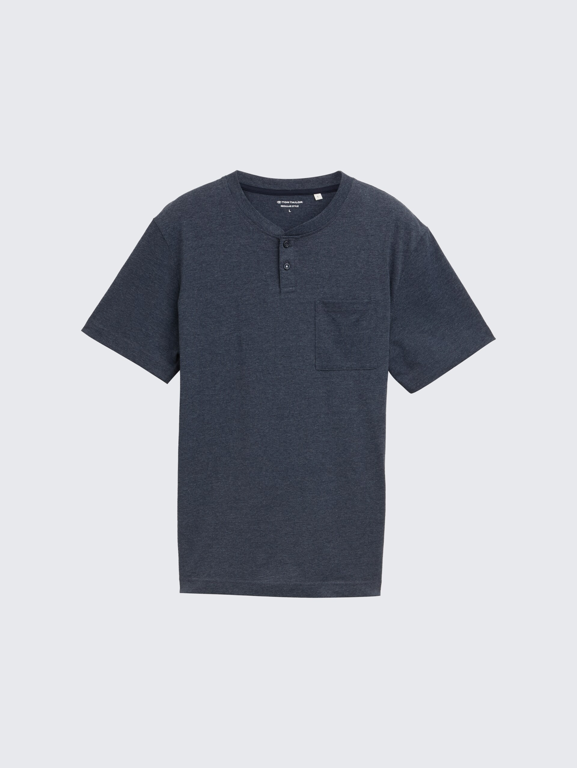 Henley T-Shirt mit Brusttasche - sky captain blue white melange - Vorder-Produkt-Ansicht