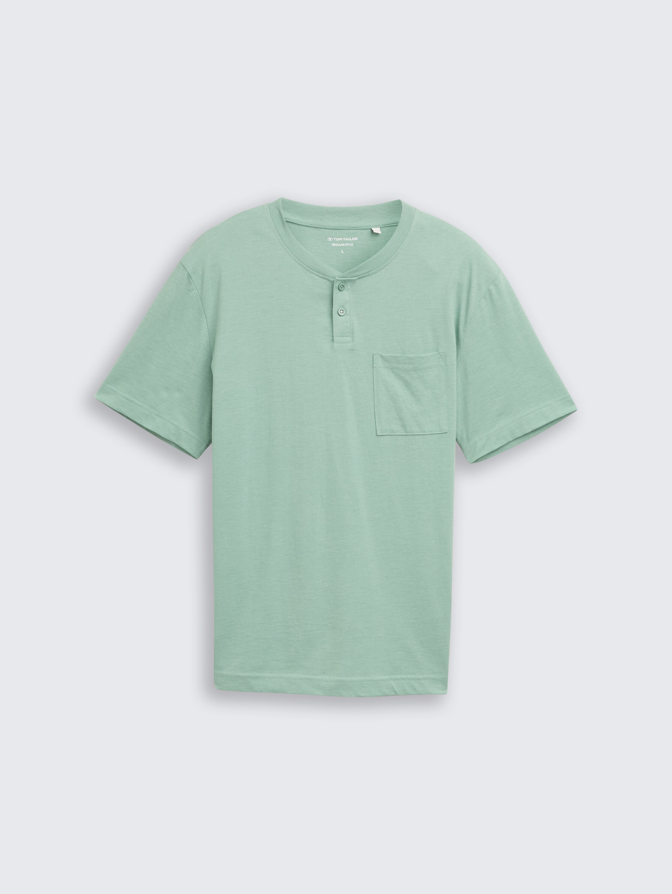 Henley T-Shirt mit Brusttasche - dust_green_melange - 