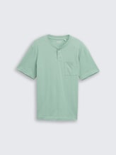 Henley T-Shirt mit Brusttasche - dust green melange - Vorder-Produkt-Ansicht