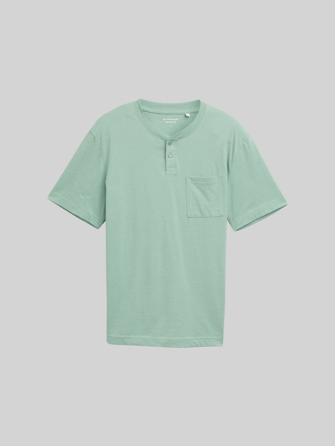T-shirt Henley avec poche poitrine par Men, dust green melange