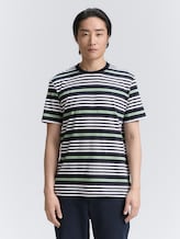 T-shirt met streepjespatroon - navy multicolor melange stripe - Nek model vooraanzicht