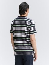 T-shirt met streepjespatroon - navy multicolor melange stripe - Neklijn model-achteraanzicht