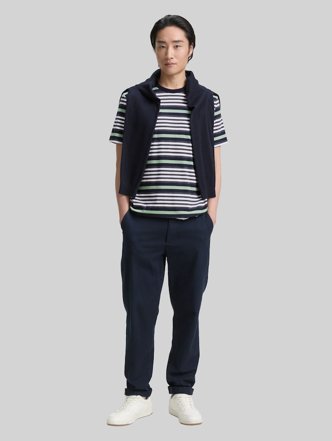 T-Shirt mit Streifenmuster von Men, navy multicolor melange stripe