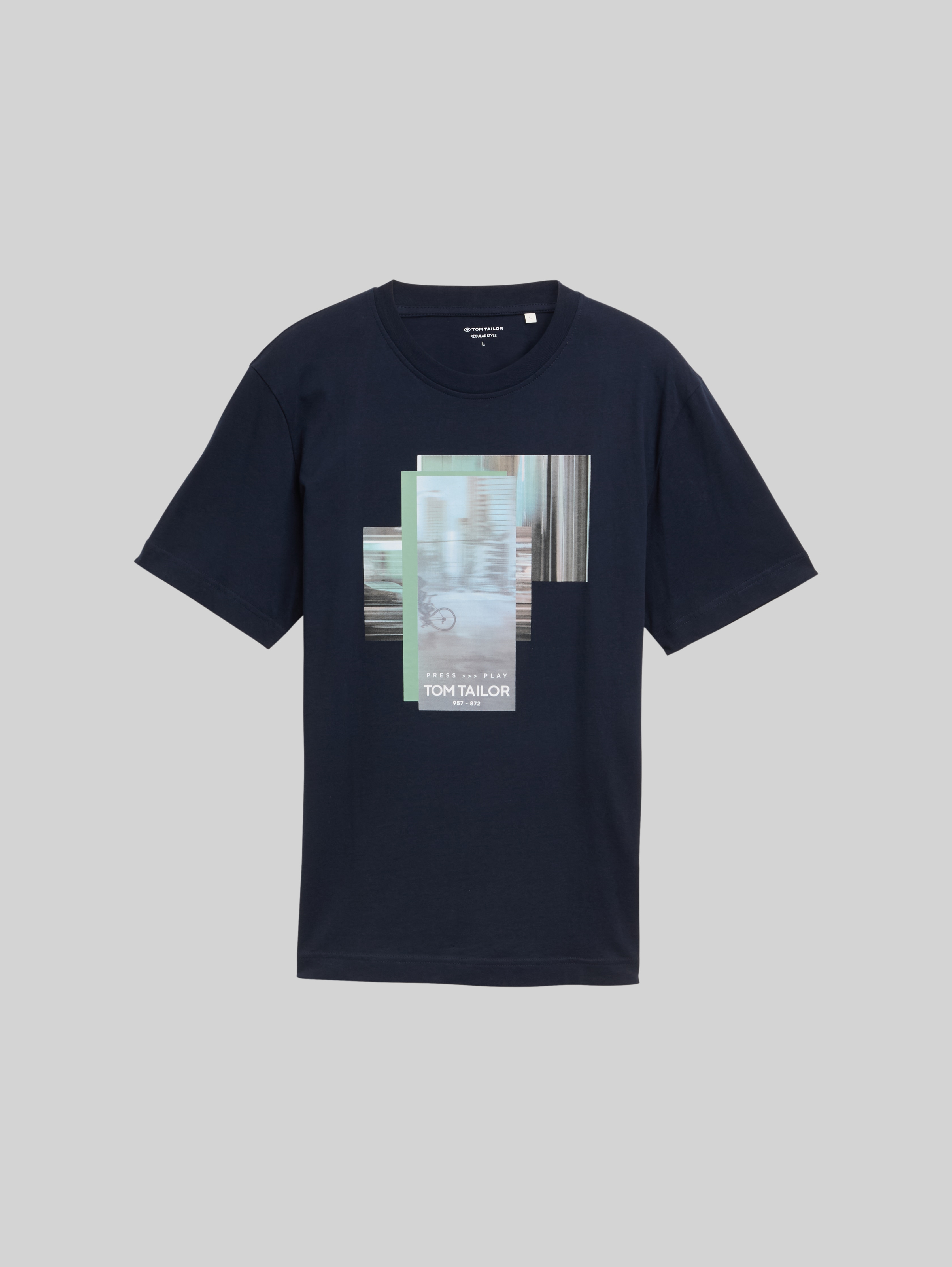 TOM TAILOR Herren T-Shirt Mit Foto-Print – Regular Fit, Aus Baumwolle