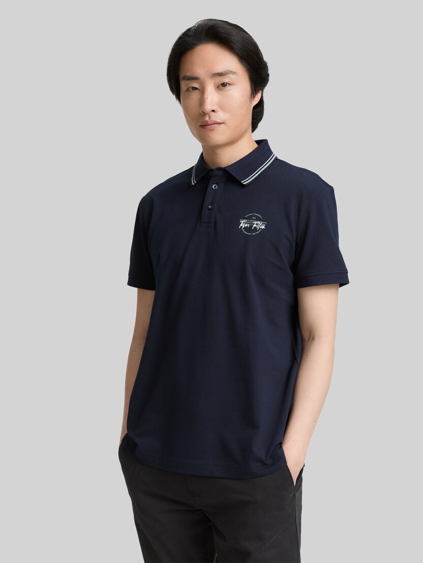 Piqué polo met print door Men, sky captain blue