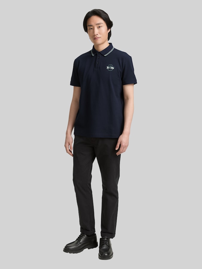 Piqué polo met print door Men, sky captain blue
