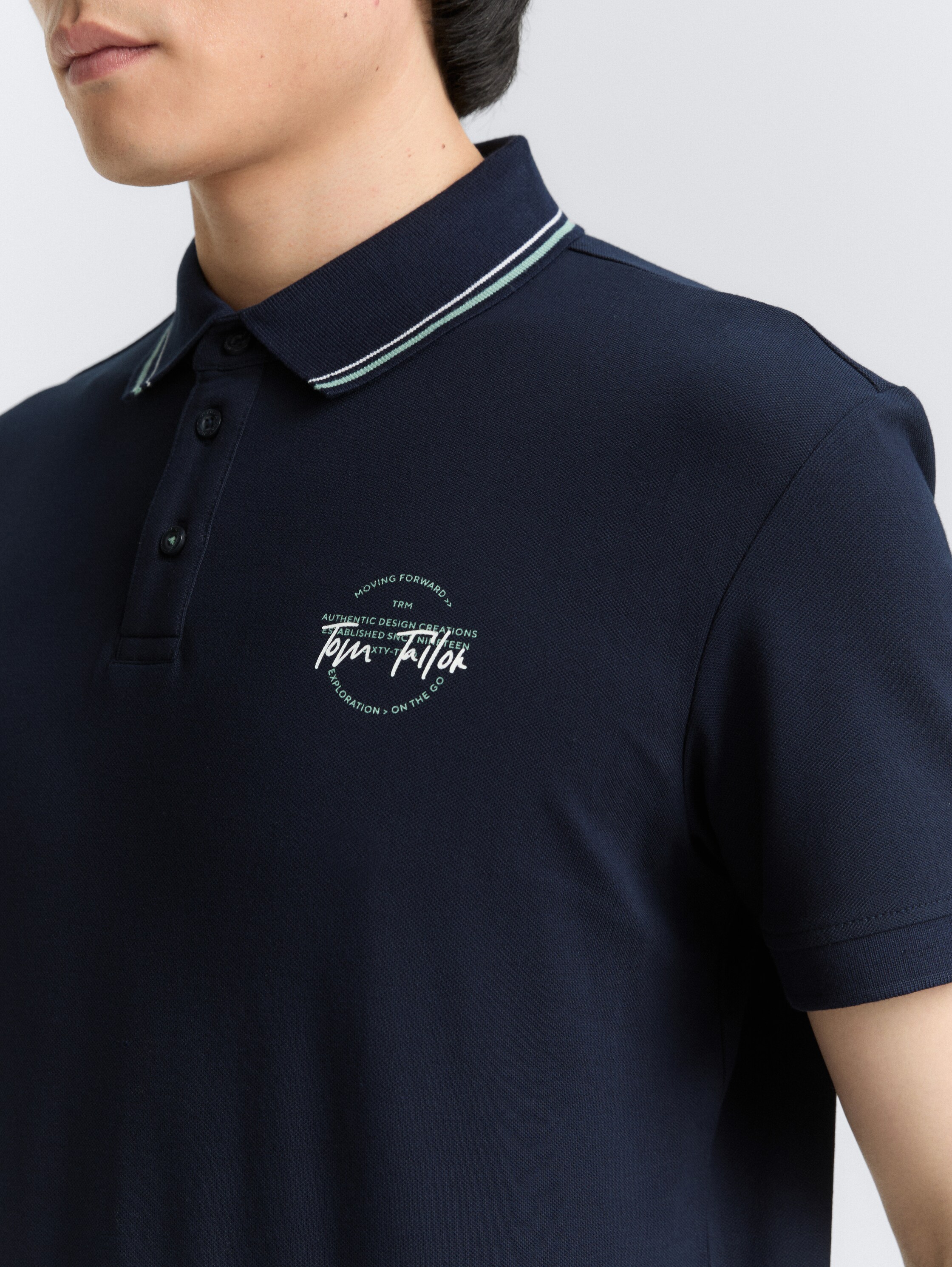 Piqué polo met print - sky captain blue